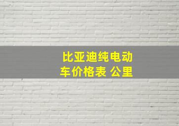 比亚迪纯电动车价格表 公里